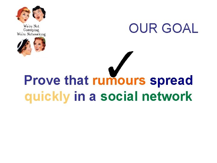 OUR GOAL Prove that rumours spread quickly in a social network 
