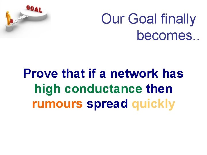 Our Goal finally becomes. . Prove that if a network has high conductance then