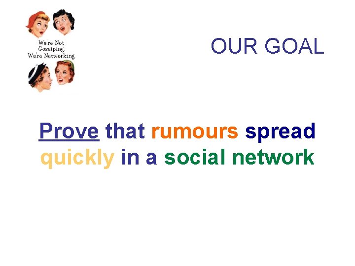 OUR GOAL Prove that rumours spread quickly in a social network 