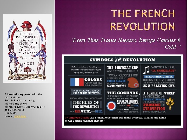 “Every Time France Sneezes, Europe Catches A Cold. ” A Revolutionary poster with the