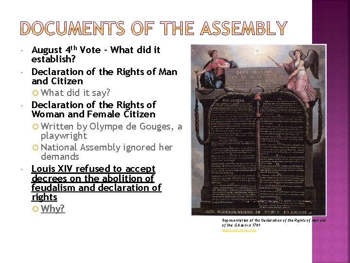  August 4 th Vote – What did it establish? Declaration of the Rights