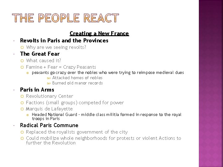  Creating a New France Revolts in Paris and the Provinces Why are we