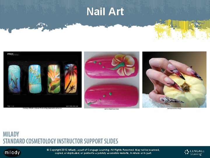 Nail Art © Copyright 2012 Milady, a part of Cengage Learning. All Rights Reserved.