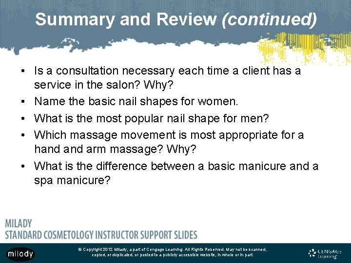Summary and Review (continued) • Is a consultation necessary each time a client has