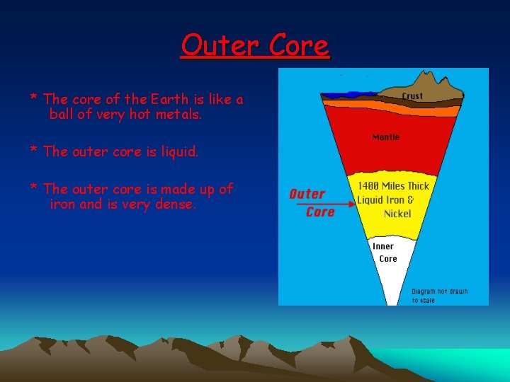 Outer Core * The core of the Earth is like a ball of very