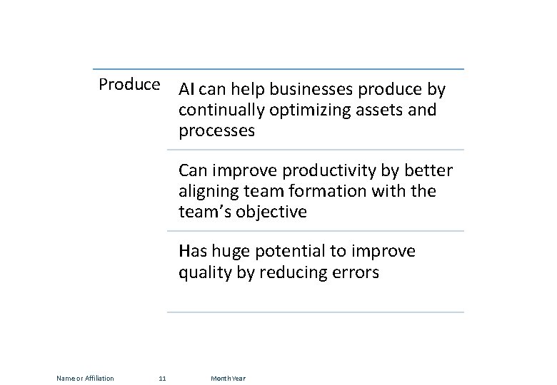 Produce AI can help businesses produce by continually optimizing assets and processes Can improve