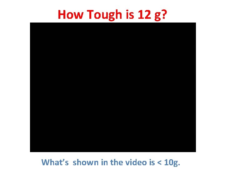 How Tough is 12 g? What’s shown in the video is < 10 g.