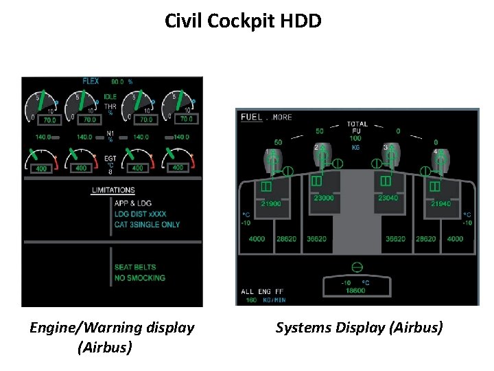 Civil Cockpit HDD Engine/Warning display (Airbus) Systems Display (Airbus) 