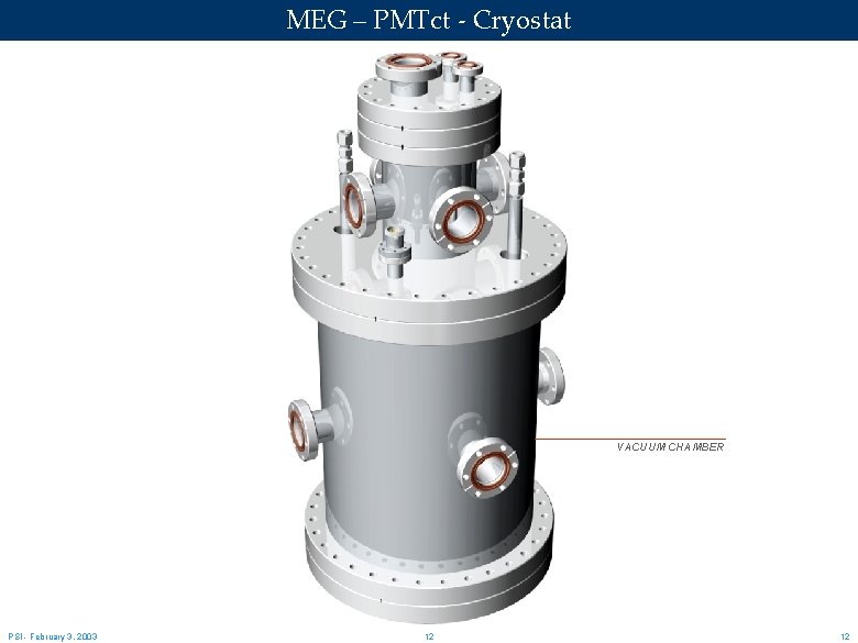MEG – PMTct - Cryostat VACUUM CHAMBER PSI - February 3, 2003 12 12