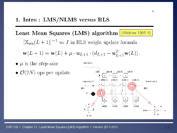 Least Mean Squares (LMS) Algorithm (Widrow 1965 !!) DSP-CIS / Chapter-12 : Least Mean