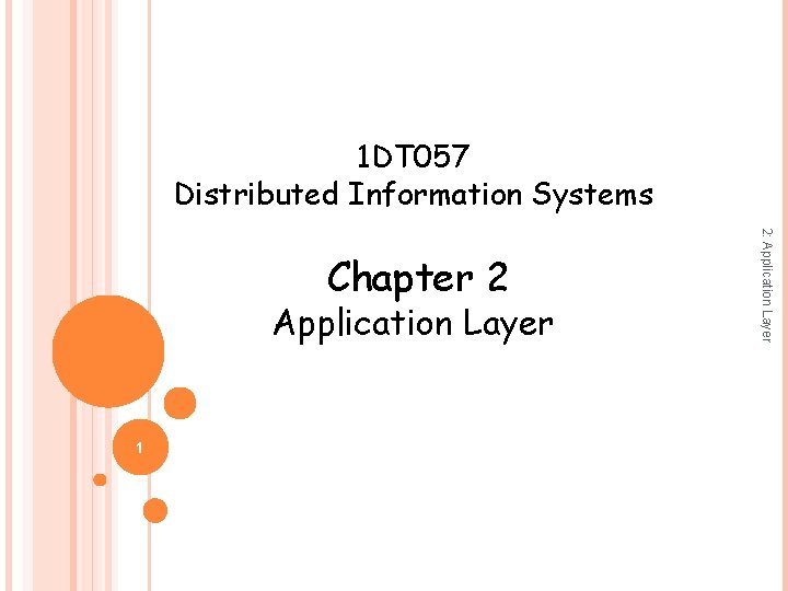 1 DT 057 Distributed Information Systems Application Layer 1 2: Application Layer Chapter 2