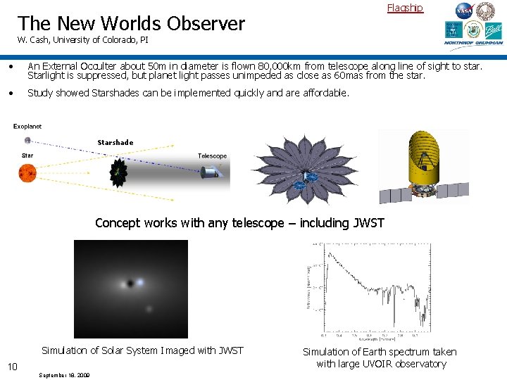 Flagship The New Worlds Observer W. Cash, University of Colorado, PI • An External