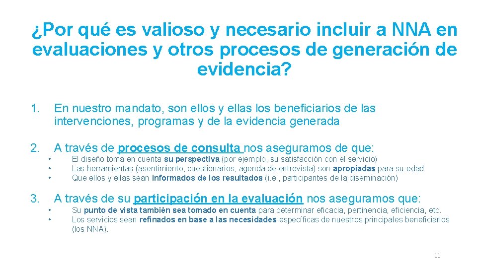 ¿Por qué es valioso y necesario incluir a NNA en evaluaciones y otros procesos