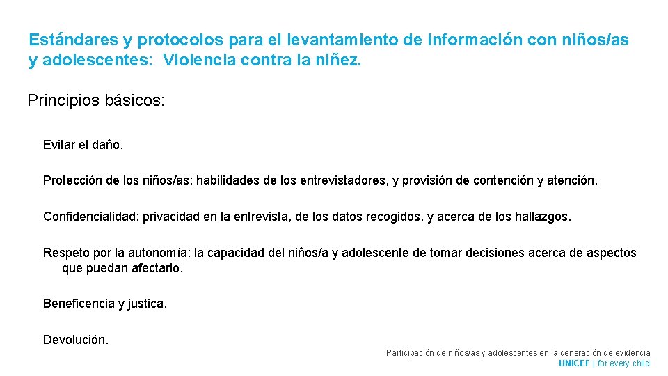 Estándares y protocolos para el levantamiento de información con niños/as y adolescentes: Violencia contra