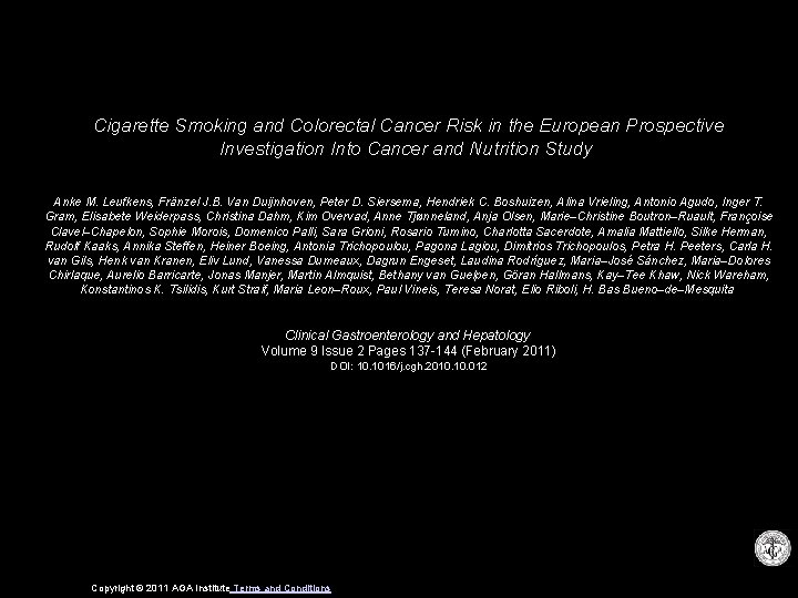 Cigarette Smoking and Colorectal Cancer Risk in the European Prospective Investigation Into Cancer and