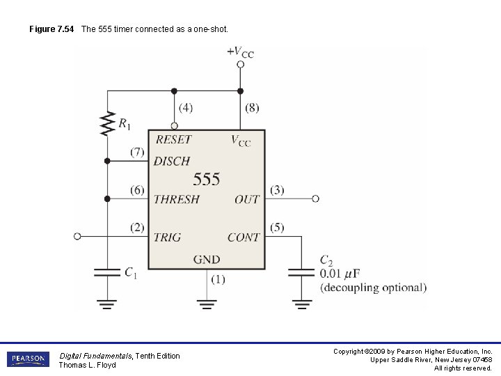 Figure 7. 54 The 555 timer connected as a one-shot. Digital Fundamentals, Tenth Edition