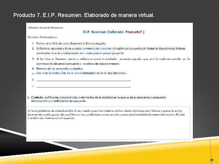 Producto 7. E. I. P. Resumen. Elaborado de manera virtual. 38 