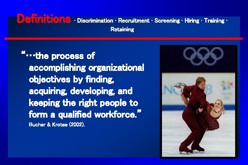 Definitions · Discrimination · Recruitment · Screening · Hiring · Training · Retaining “…the Definitions · Discrimination · Recruitment · Screening · Hiring · Training · Retaining “…the