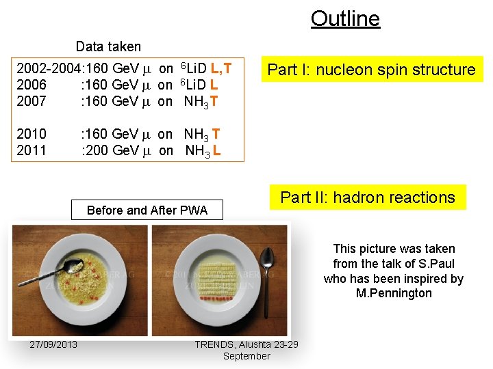 Outline Data taken 2002 -2004: 160 Ge. V on 6 Li. D L, T
