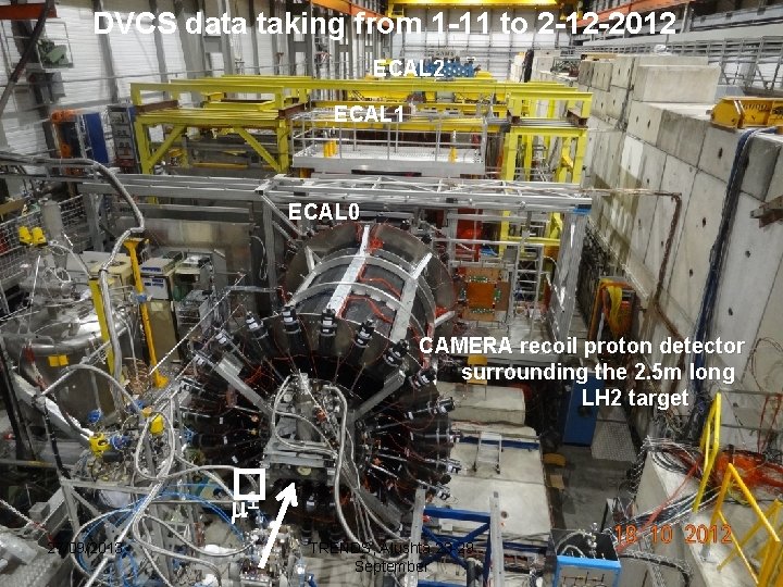 DVCS data taking from 1 -11 to 2 -12 -2012 ECAL 1 ECAL 0