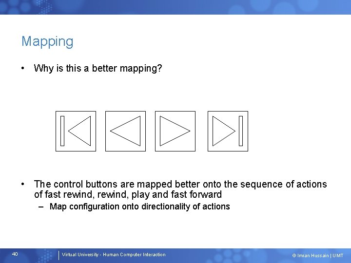 Mapping • Why is this a better mapping? • The control buttons are mapped