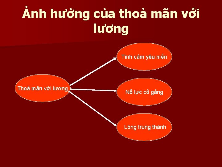 Ảnh hưởng của thoả mãn với lương Tình cảm yêu mến Thoả mãn với