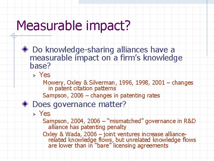 Measurable impact? Do knowledge-sharing alliances have a measurable impact on a firm’s knowledge base?