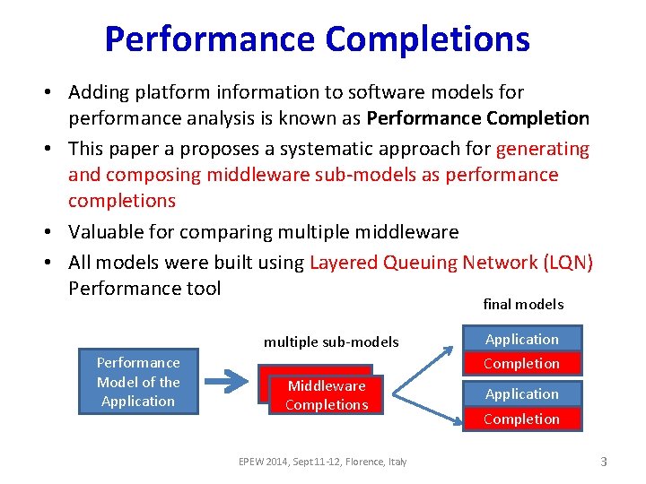 Performance Completions • Adding platform information to software models for performance analysis is known Performance Completions • Adding platform information to software models for performance analysis is known