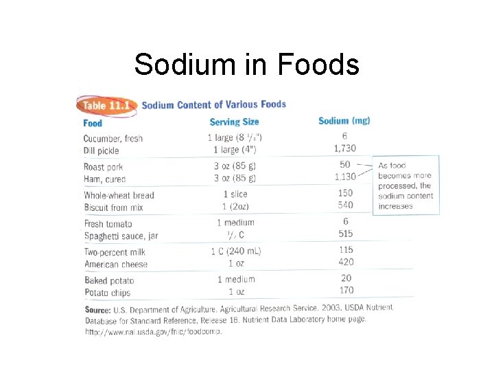 Sodium in Foods Sodium in Foods
