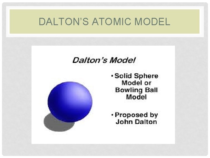 DALTON’S ATOMIC MODEL DALTON’S ATOMIC MODEL