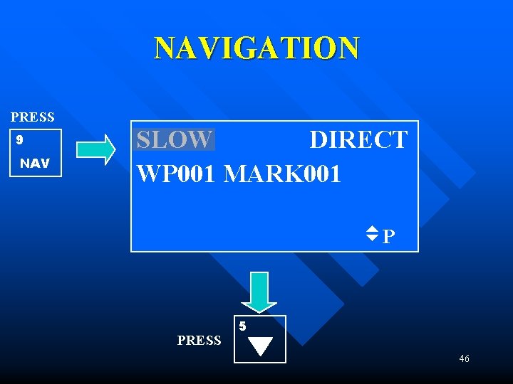 NAVIGATION PRESS 9 NAV SLOW DIRECT WP 001 MARK 001 P PRESS 5 46 NAVIGATION PRESS 9 NAV SLOW DIRECT WP 001 MARK 001 P PRESS 5 46
