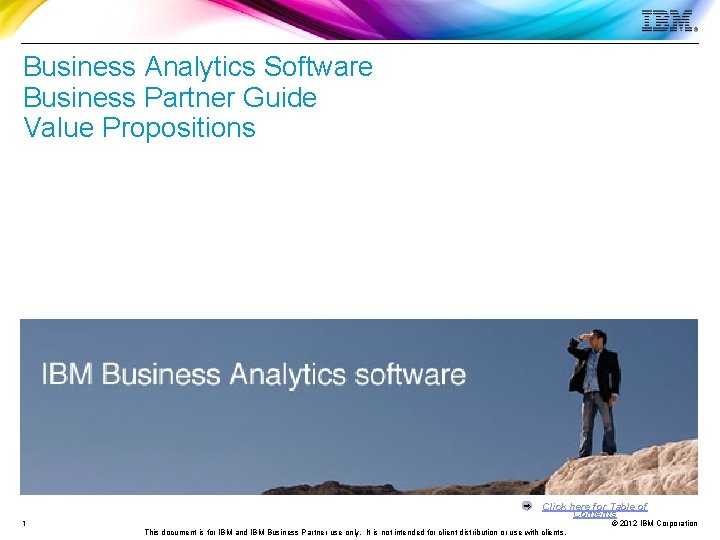 Business Analytics Software Business Partner Guide Value Propositions Click here for Table of Contents