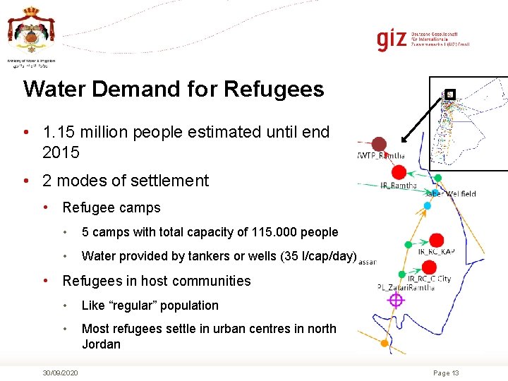 Water Demand for Refugees • 1. 15 million people estimated until end 2015 •