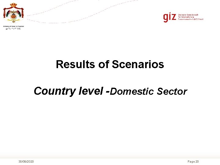 Results of Scenarios Country level -Domestic Sector 30/09/2020 Page 20 