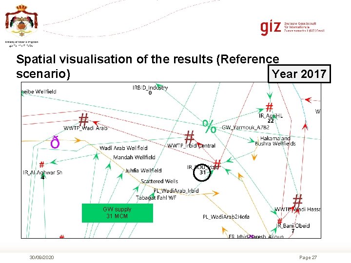Spatial visualisation of the results (Reference Year 2017 scenario) GW supply 31 MCM 30/09/2020