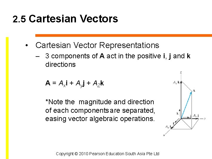 2. 5 Cartesian Vectors • Cartesian Vector Representations – 3 components of A act
