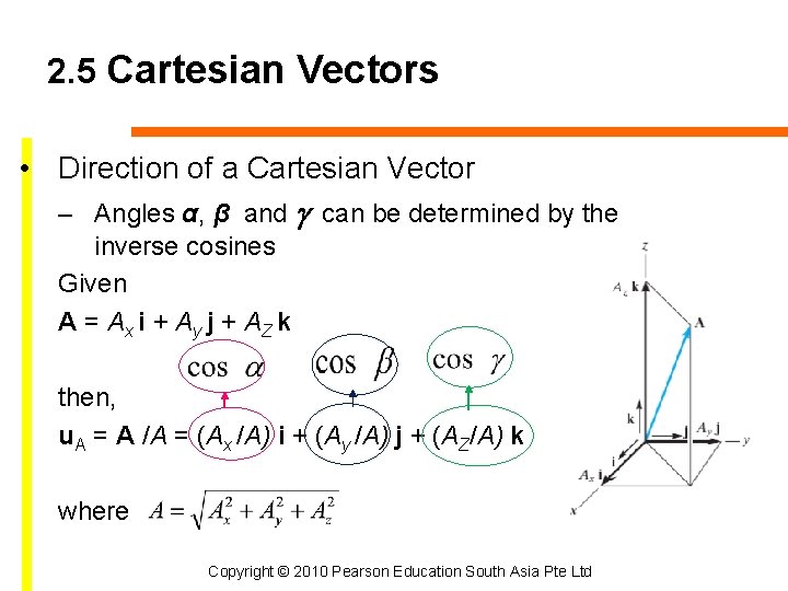 2. 5 Cartesian Vectors • Direction of a Cartesian Vector – Angles α, β