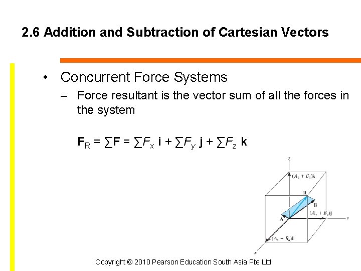 2. 6 Addition and Subtraction of Cartesian Vectors • Concurrent Force Systems – Force