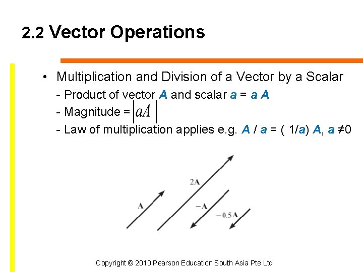 2. 2 Vector Operations • Multiplication and Division of a Vector by a Scalar