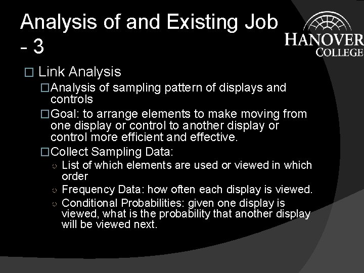 Analysis of and Existing Job -3 � Link Analysis �Analysis of sampling pattern of Analysis of and Existing Job -3 � Link Analysis �Analysis of sampling pattern of