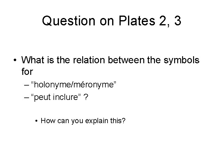 Question on Plates 2, 3 • What is the relation between the symbols for Question on Plates 2, 3 • What is the relation between the symbols for