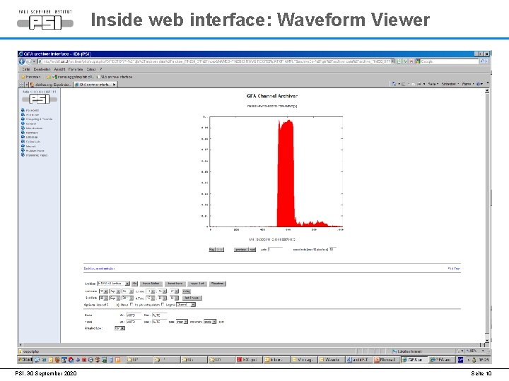 Inside web interface: Waveform Viewer PSI, 30 September 2020 Seite 10 