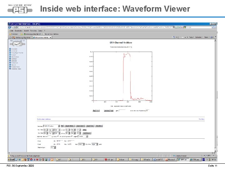 Inside web interface: Waveform Viewer PSI, 30 September 2020 Seite 11 