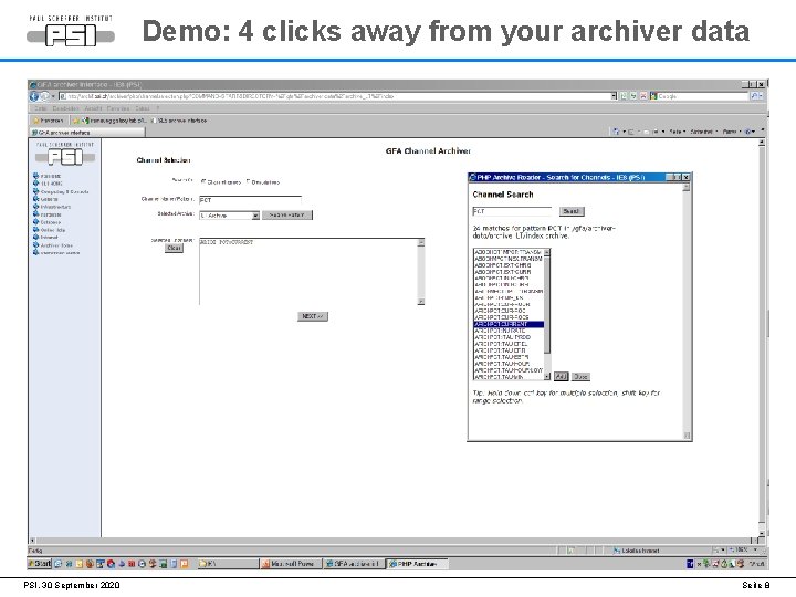 Demo: 4 clicks away from your archiver data PSI, 30 September 2020 Seite 8