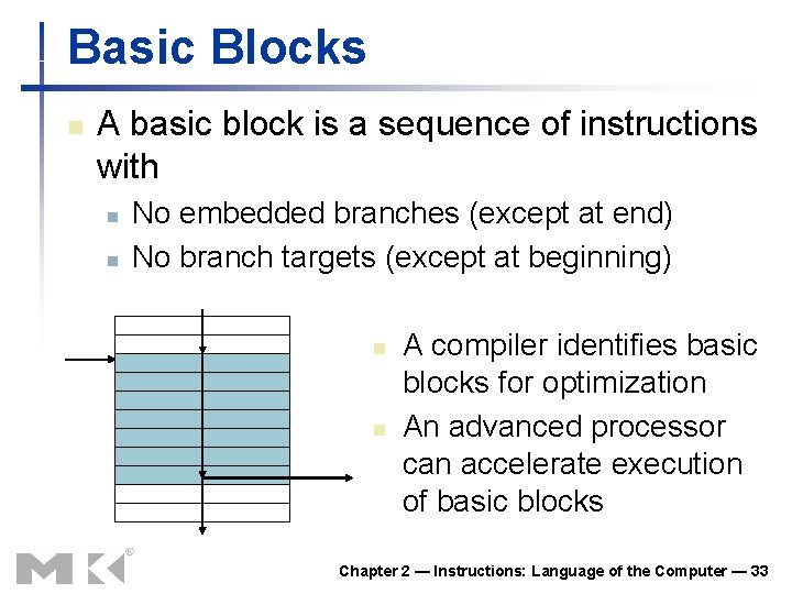 Basic Blocks n A basic block is a sequence of instructions with n n