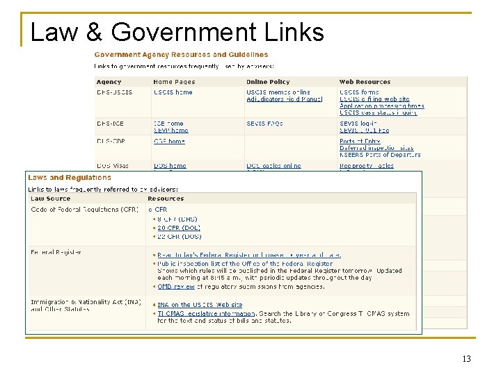 Law & Government Links 13 