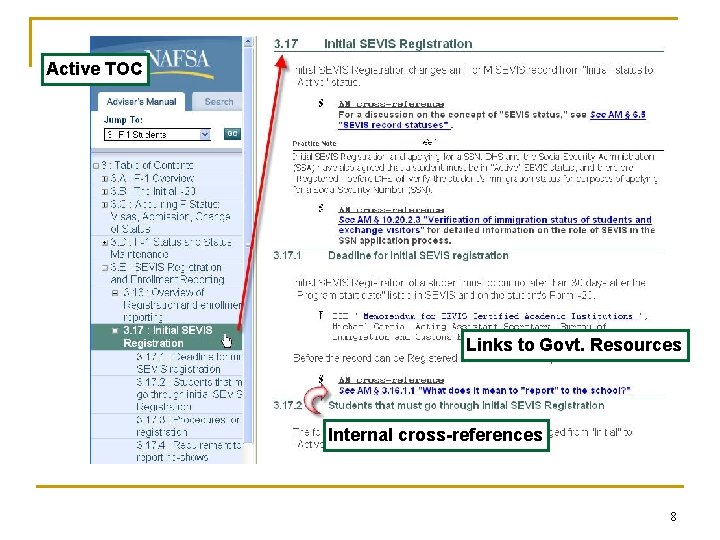 Active TOC Links to Govt. Resources Internal cross-references 8 