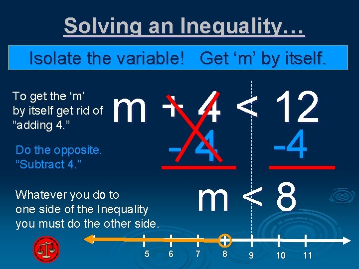 Solving an Inequality… Isolate the variable! Get ‘m’ by itself. To get the ‘m’