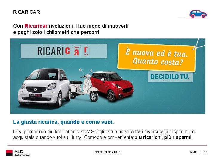 RICAR Con Ricar rivoluzioni il tuo modo di muoverti e paghi solo i chilometri