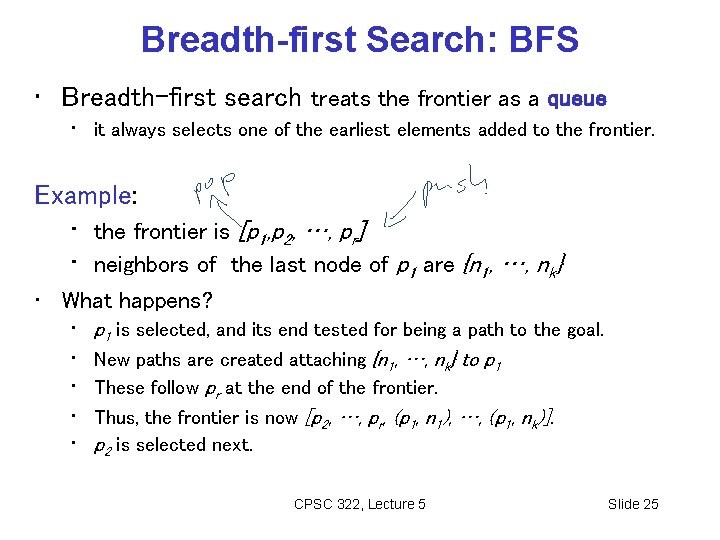 Breadth-first Search: BFS • Breadth-first search treats the frontier as a queue • it